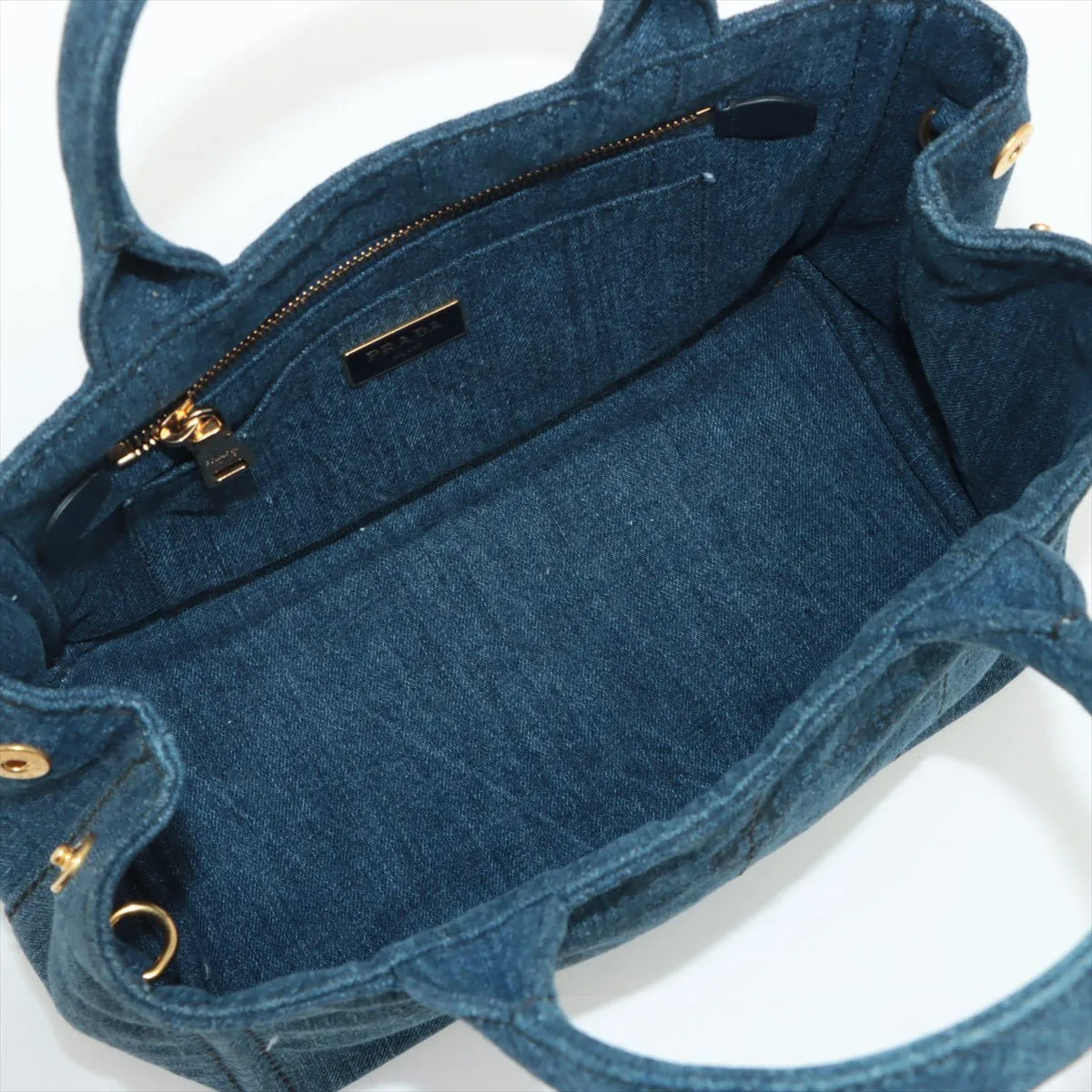 2-Way Denim Canvas Tote Bag Blue