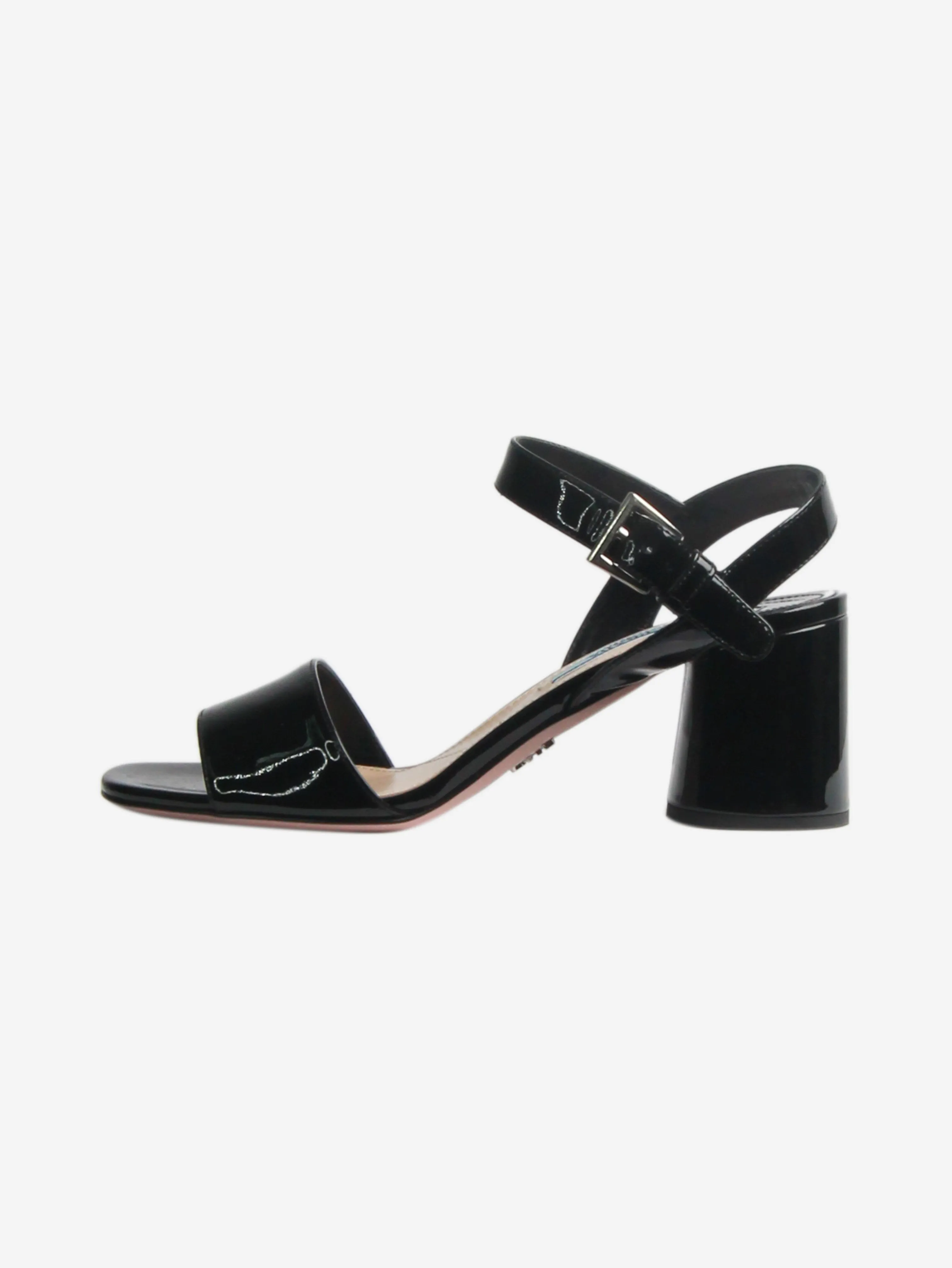 Black patent sandal heels - size EU 35.5