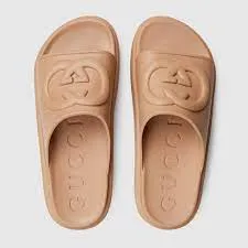 Brown Embossed G Slides