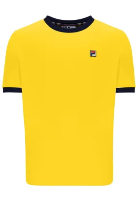 Fila Vintage Men's Marconi Essential Ringer T Shirt High Visability Yellow