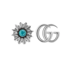 Gucci GG Marmont Mother Of Pearl Sterling Silver & Blue Topaz Earring Set