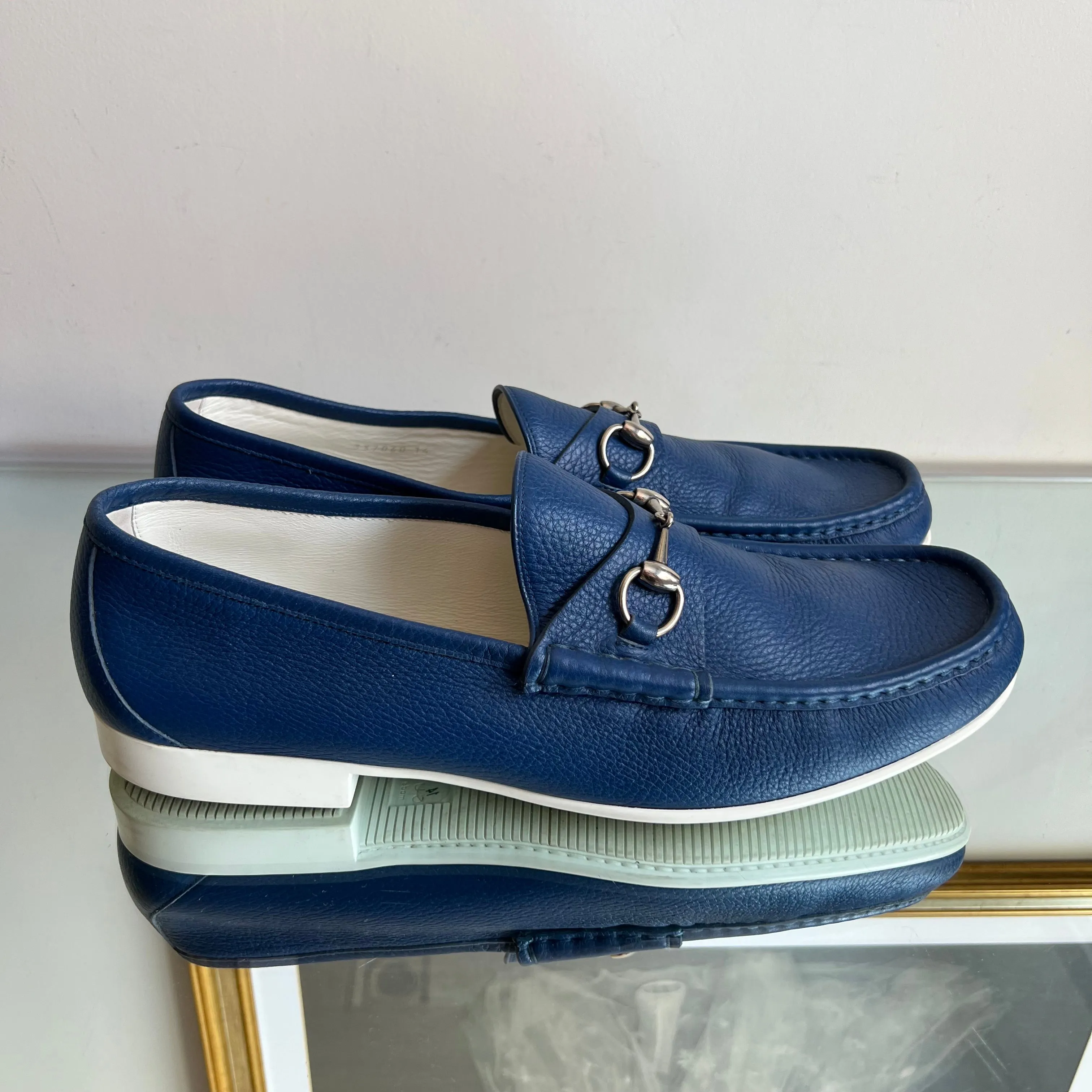 Mocassim Gucci Horsebit Couro Azul