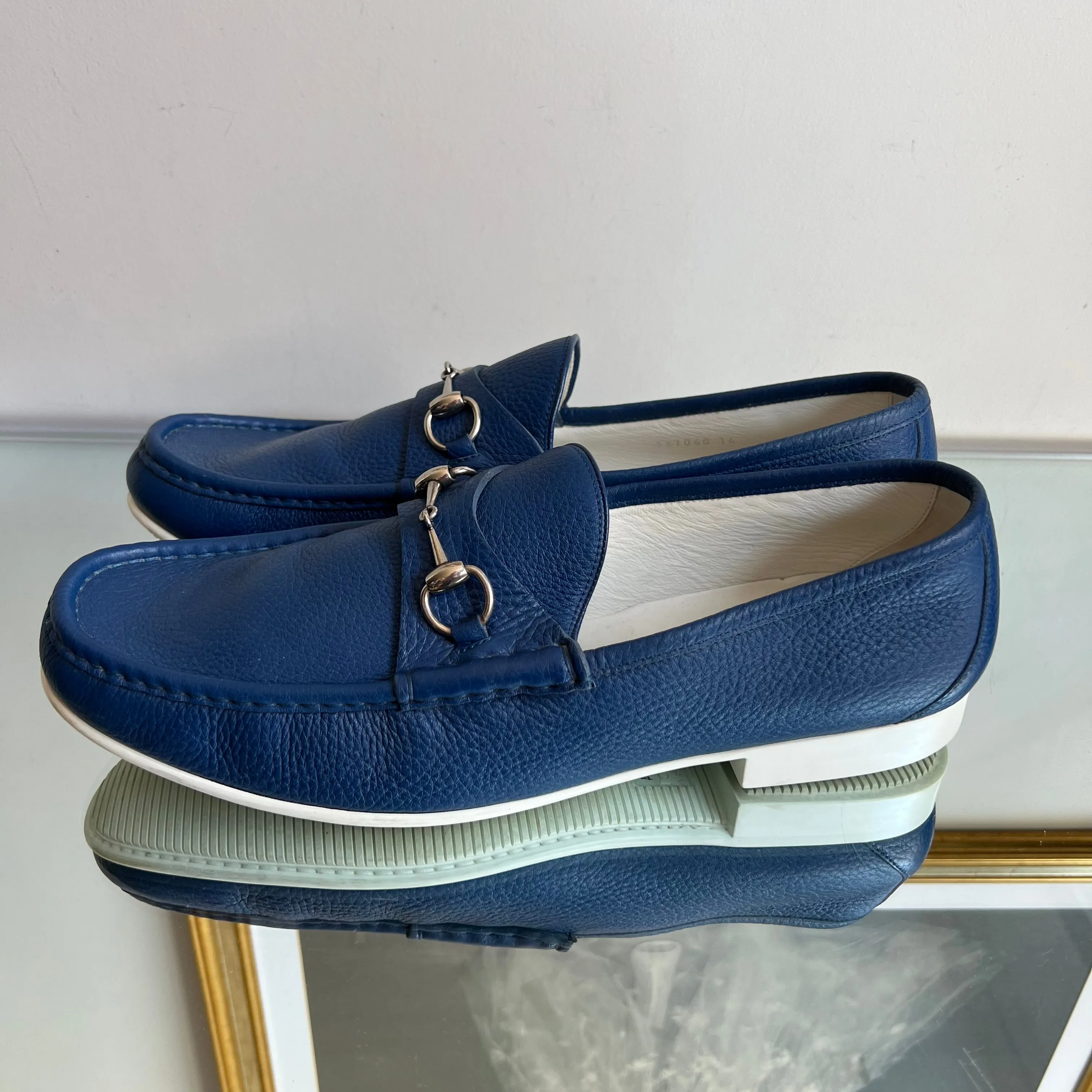 Mocassim Gucci Horsebit Couro Azul