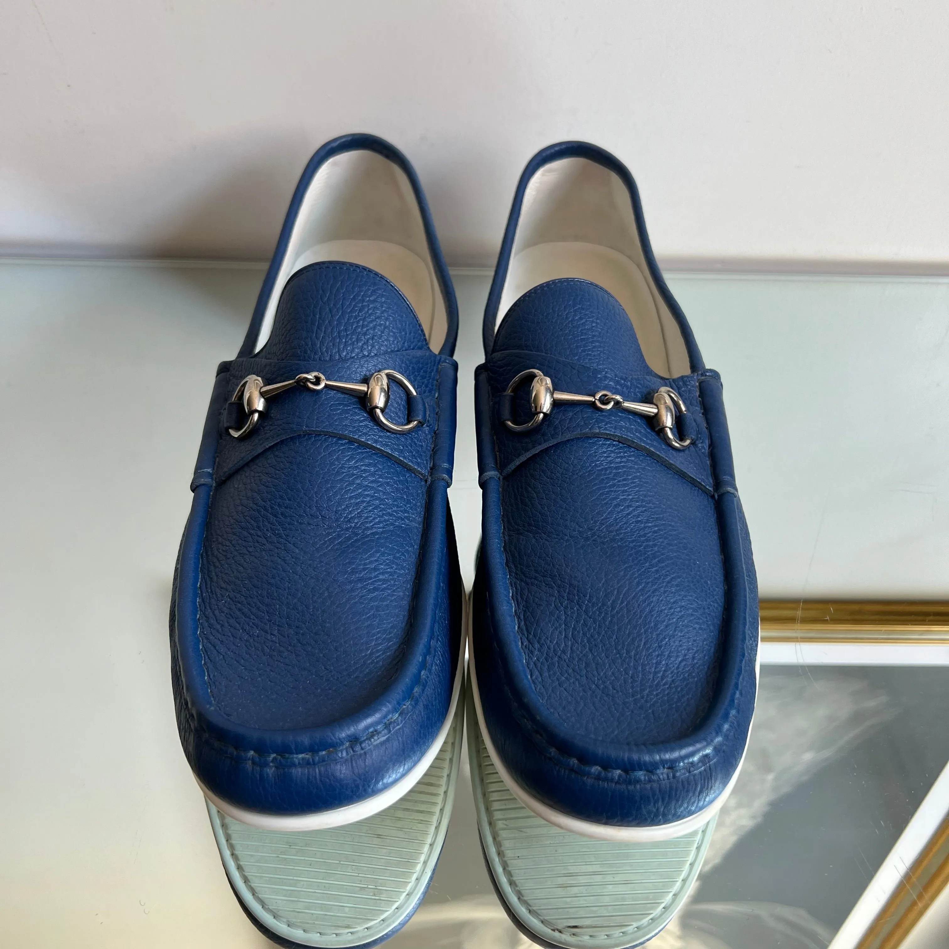 Mocassim Gucci Horsebit Couro Azul