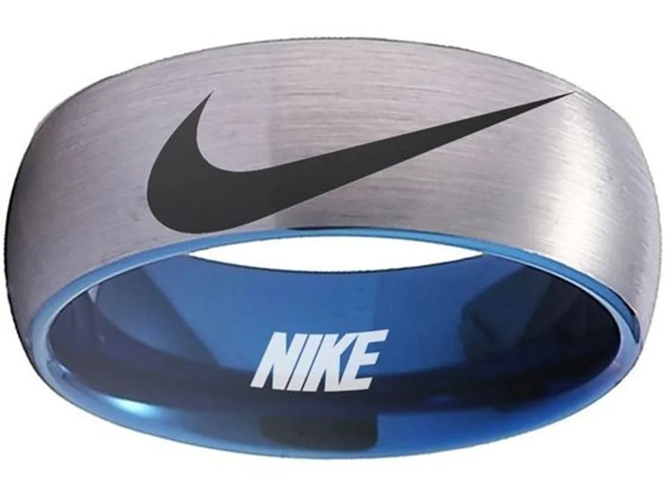 Nike Ring Matte Grey and Black Band Nike Wedding Ring #nike #nikeair #justdoit