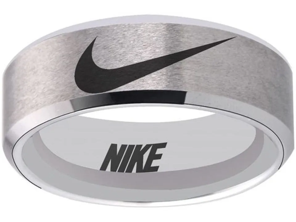 Nike Ring Matte Grey and Black Band Nike Wedding Ring #nike #nikeair #justdoit