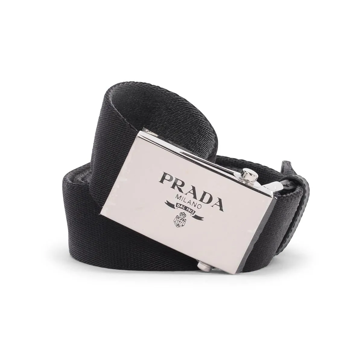 Prada Black & Grey Nylon Reversible Belt