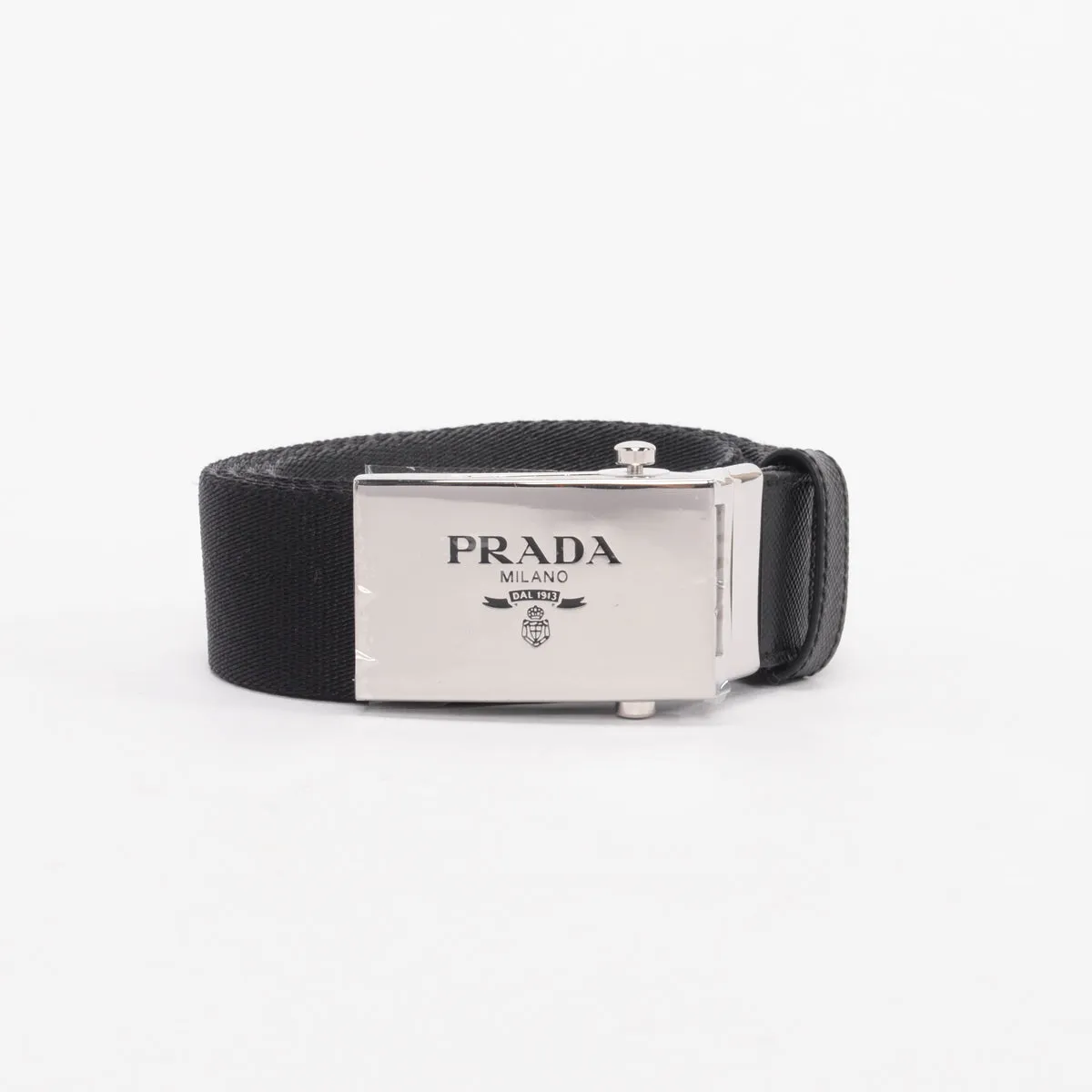 Prada Black & Grey Nylon Reversible Belt