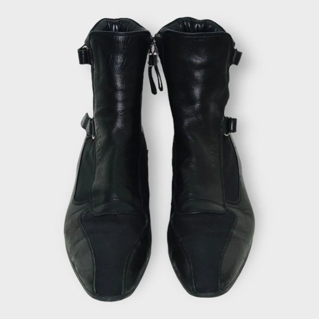 Prada Black Pointed Moto Ankle Boot