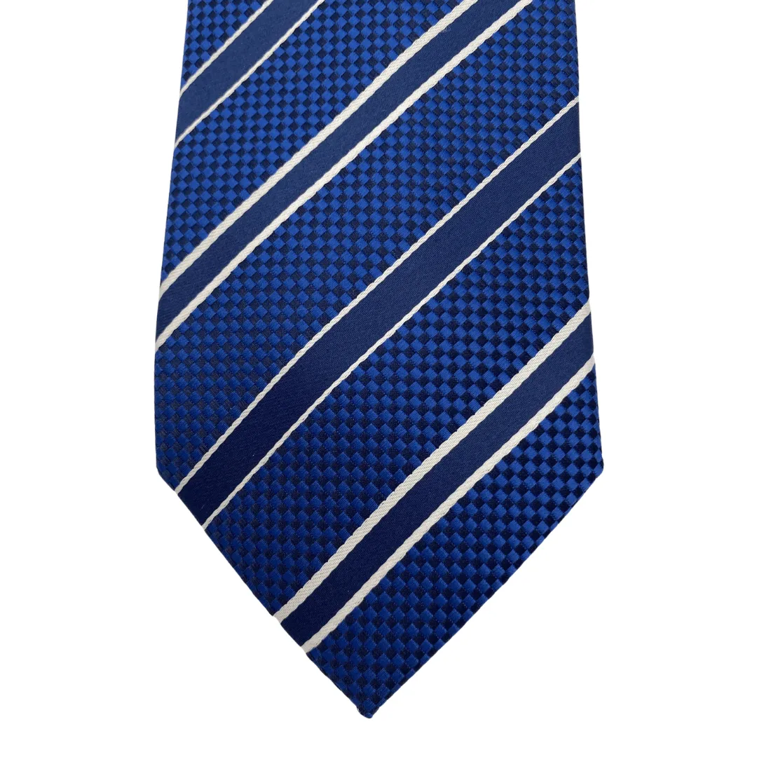 PRADA Diagonal Striped Tie - Blue New