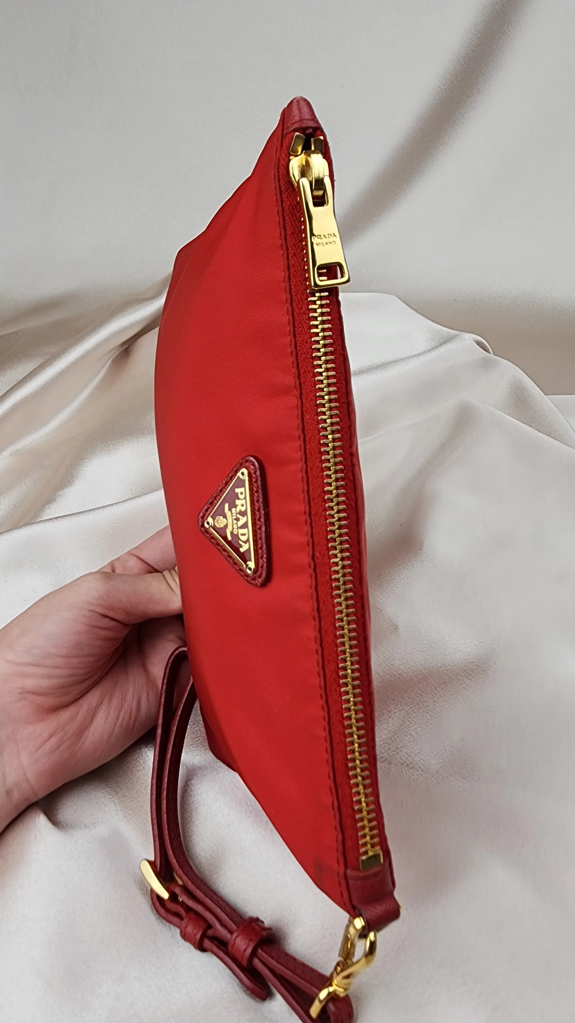 Prada Red Nylon Wristlet Clutch - 1115