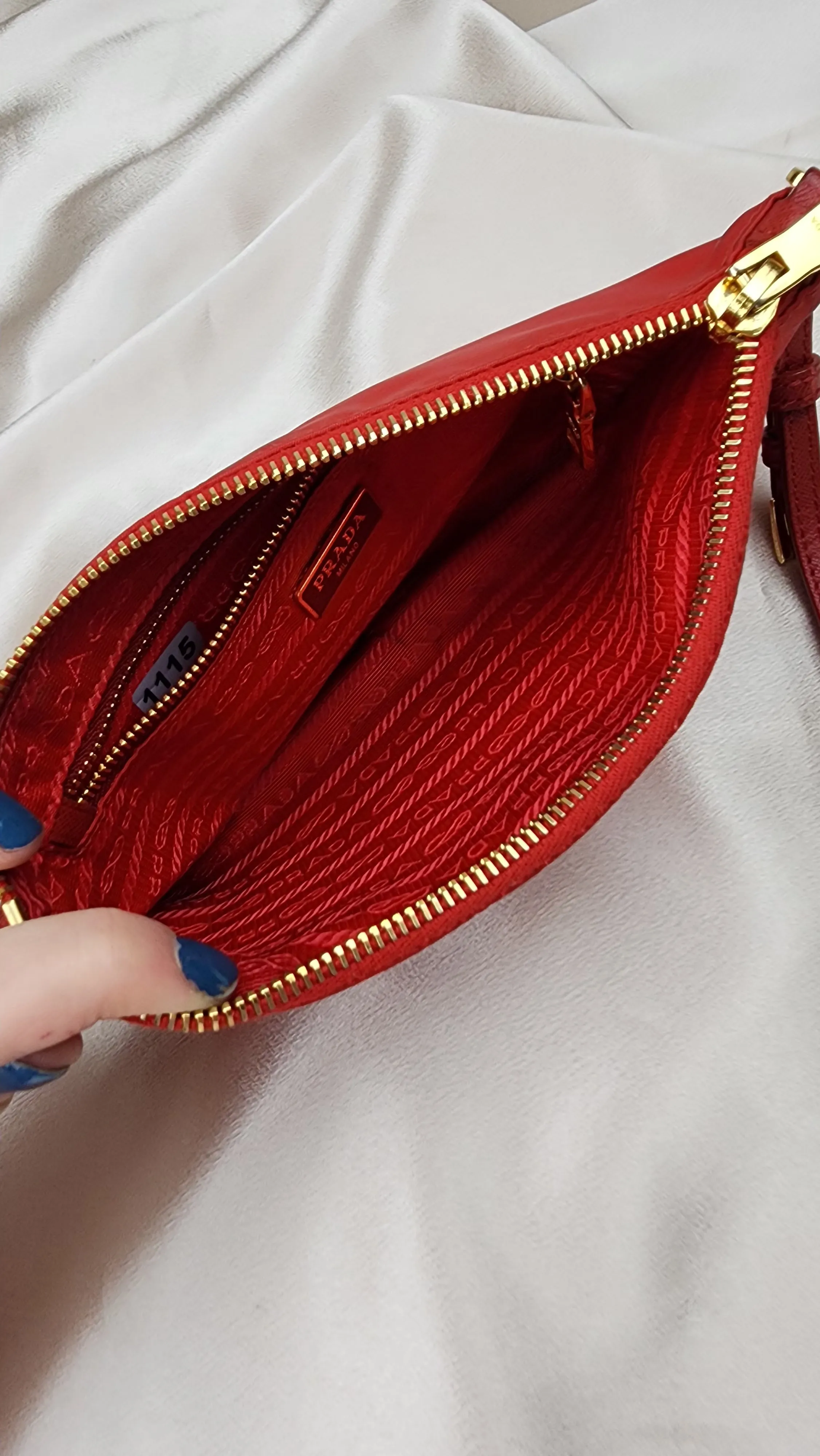 Prada Red Nylon Wristlet Clutch - 1115