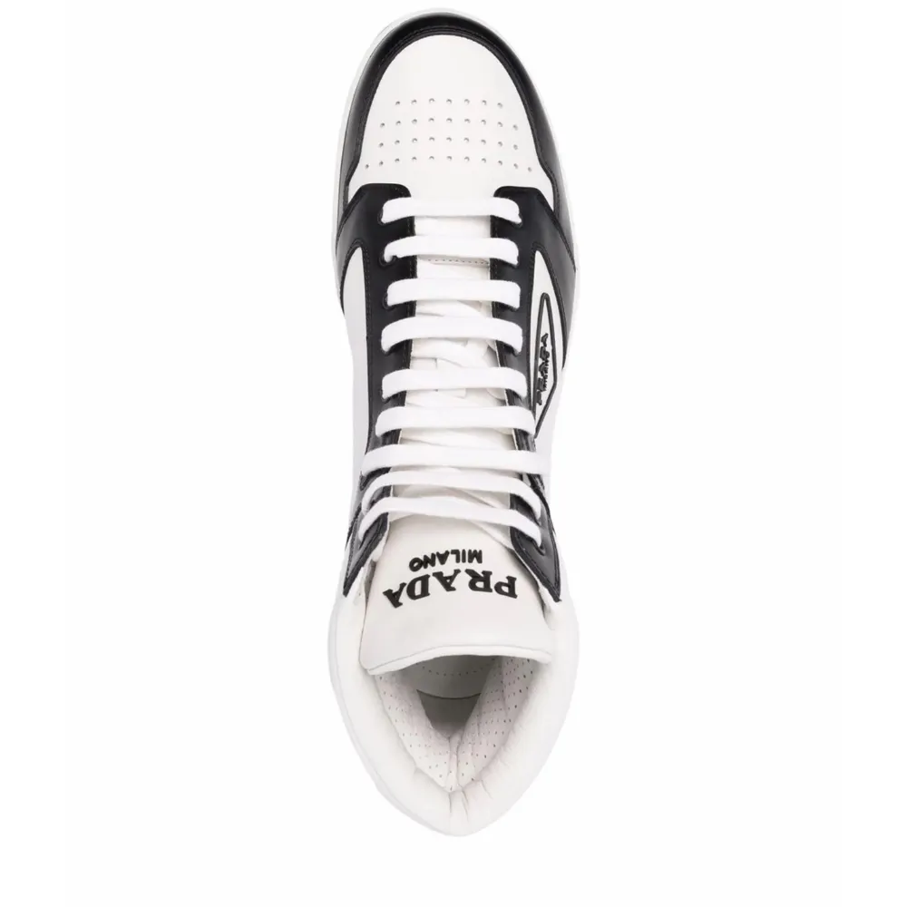 Triangle-Logo Contrast-Trim Sneakers