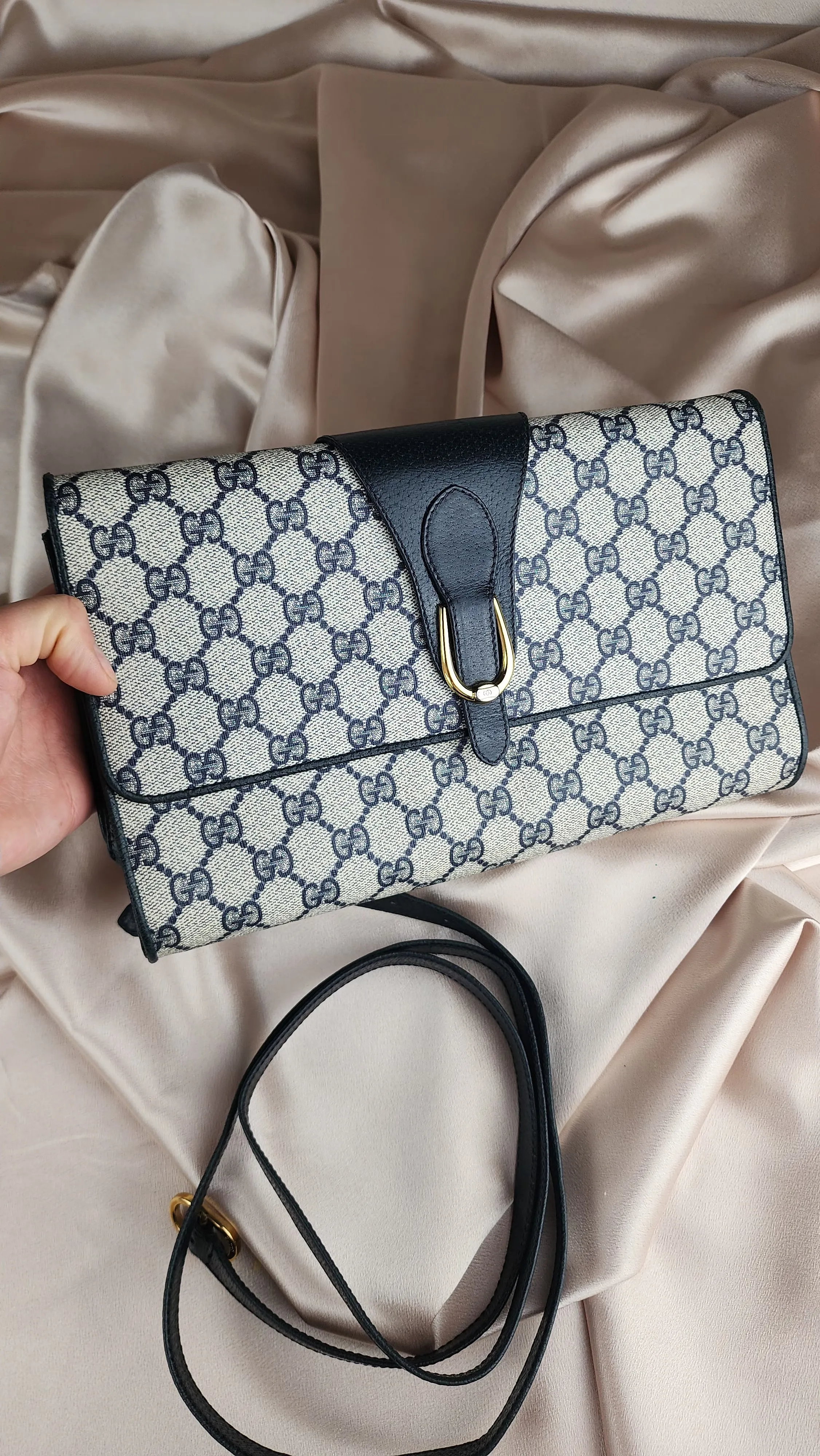 Vintage Gucci Navy Blue Crossbody-Clutch Bag