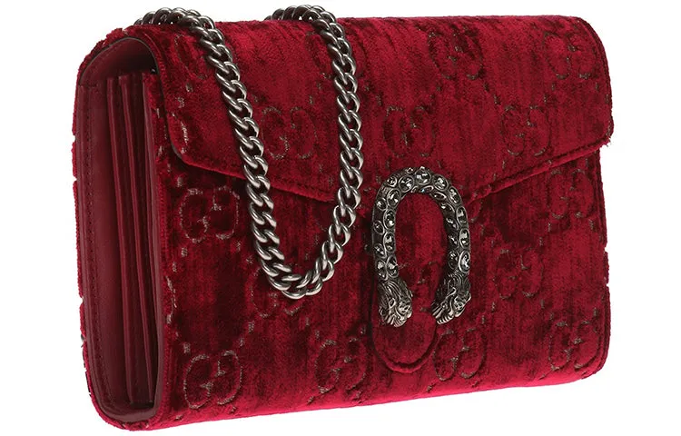 (WMNS) GUCCI Dionysus Series Velvet Chain Single Shoulder Bag Red 401231-9JTPN-6477