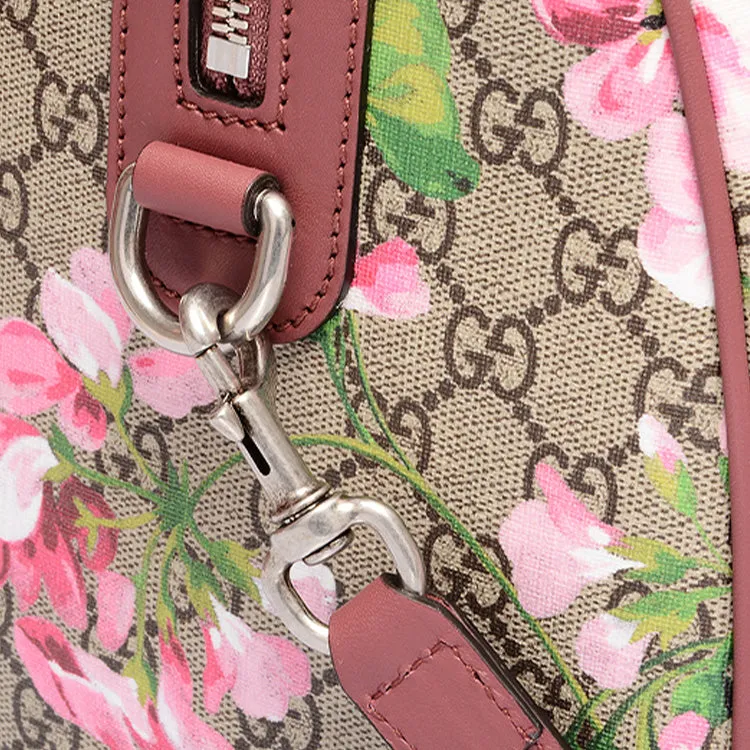 (WMNS) GUCCI GG Blooms Logo Printing Canvas Boston Ebony / Pink Handbag 409527-KU2IN-8693