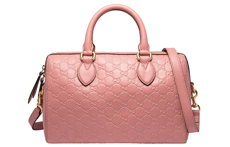 (WMNS) GUCCI Logo Embossing Leather Boston handbag Pink Classic 453573-DMT1G-5812