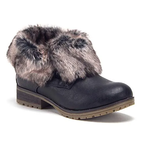 Women's Wynne-08 Ankle Bootie Fold Down Fur Combat Winter Chukka Boots